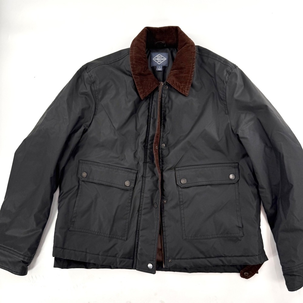 St. John's Bay Barn Jacket Mens Large Black New Quilted Corduroy Field Coat